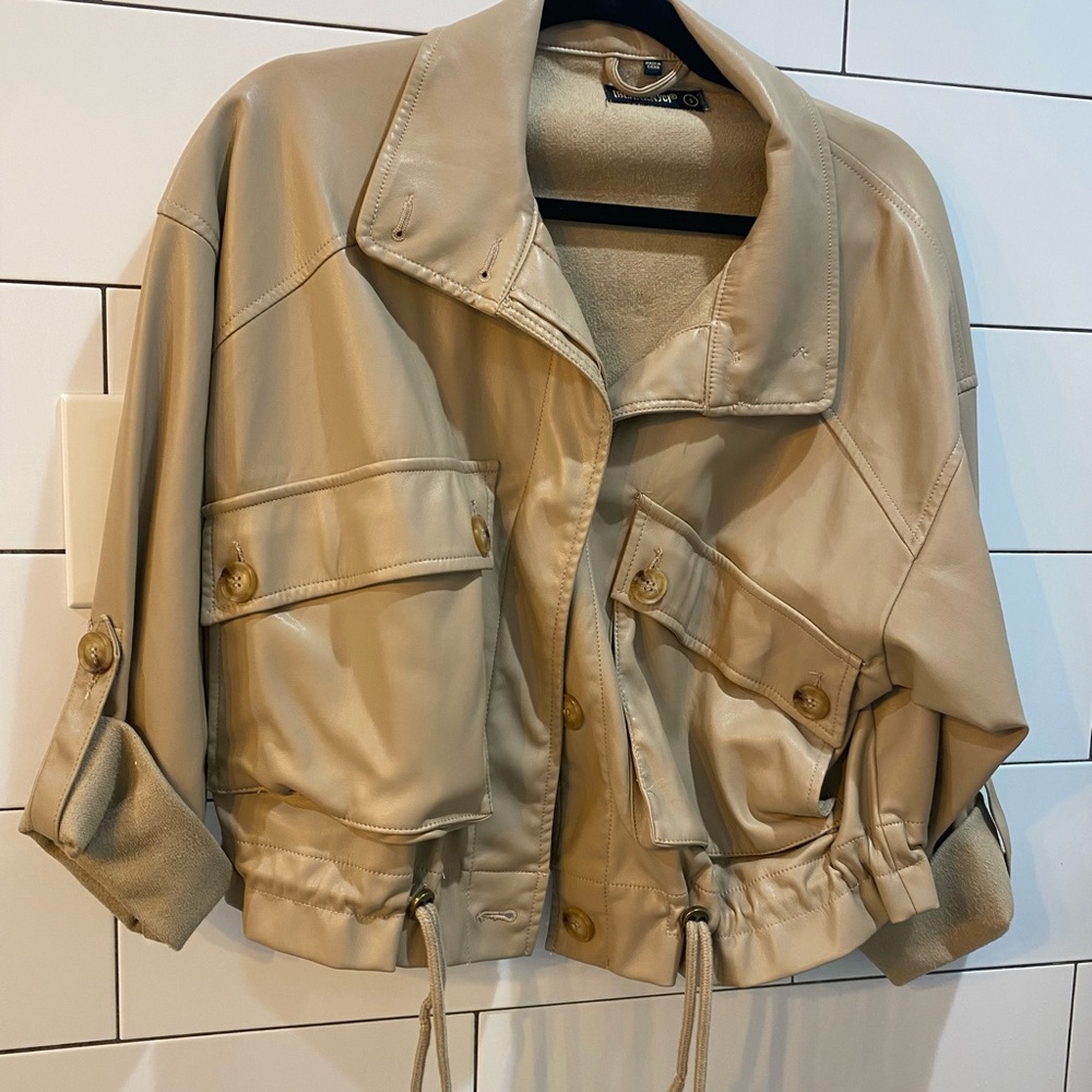 Blank NYC Tan Utility Jacket with Versatile Design
